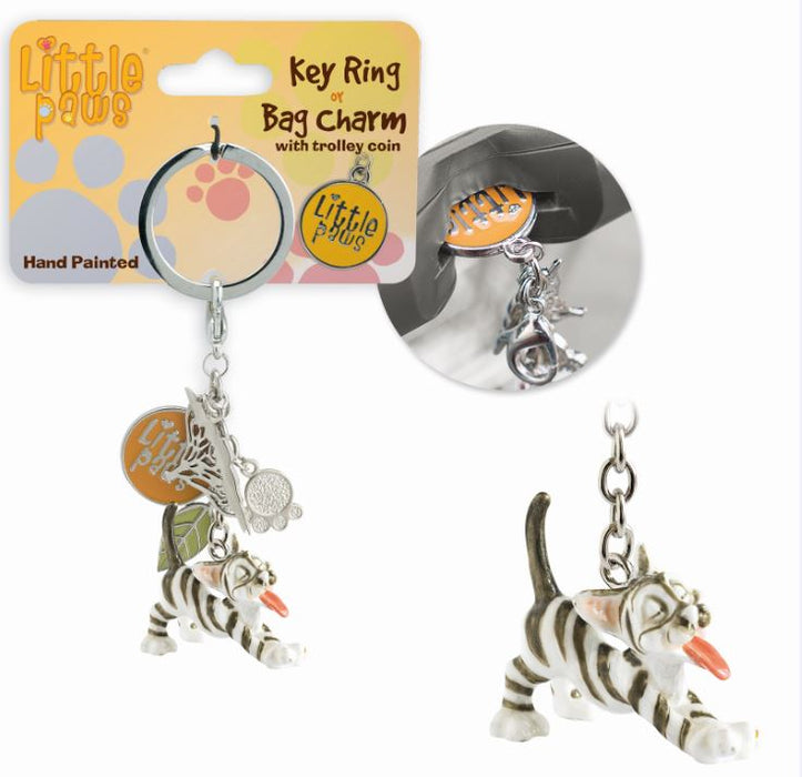 Silver Tabby Cat, Key Ring/Bag Charm