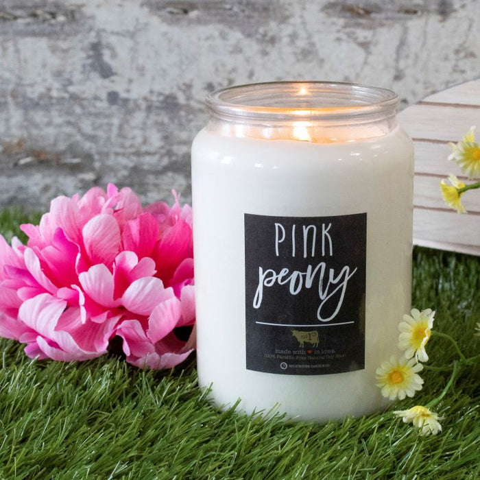 Farmhouse Jar Candle, Large - Pink Peony