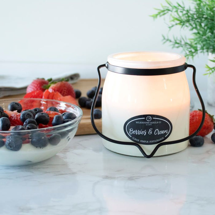 Butter Jar Candle, Small - Berries & Cream