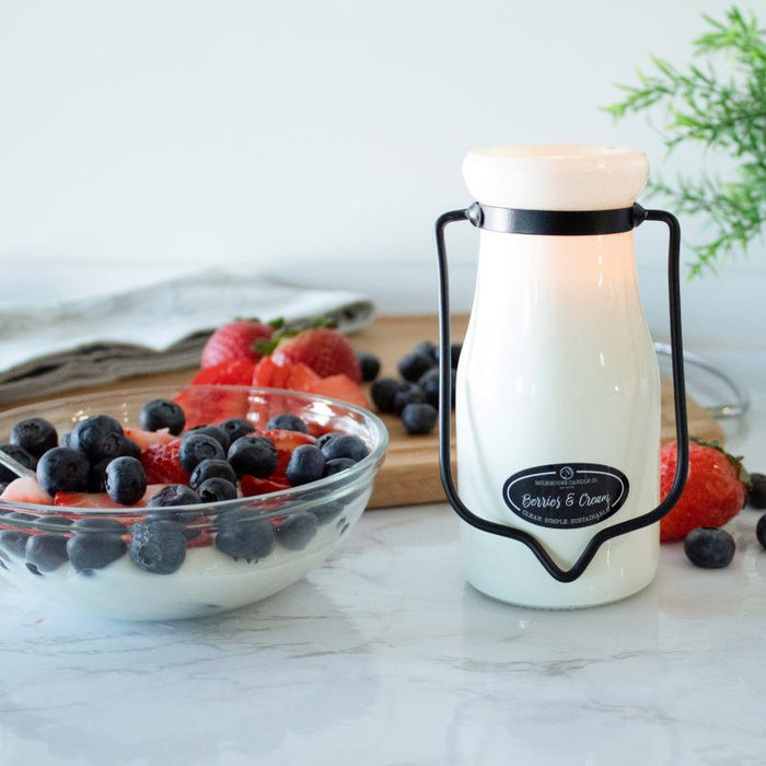 Milkbottle Candle, Small - Berries & Cream