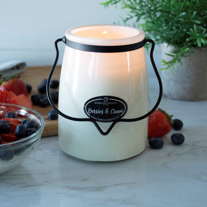 Butter Jar Candle, Large - Berries & Cream