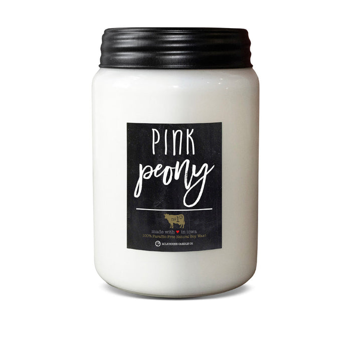 Farmhouse Jar Candle, Large - Pink Peony