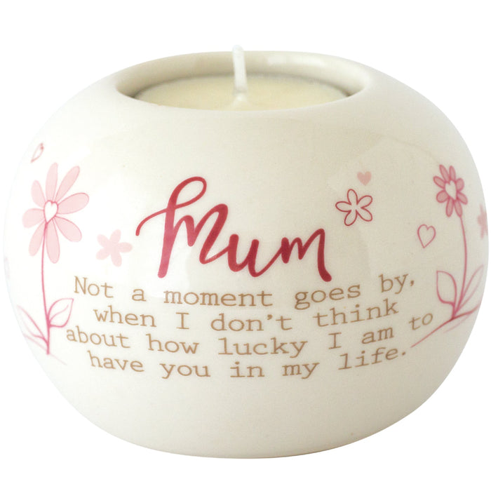 Mum, Ceramic Tealight Holder (Round)