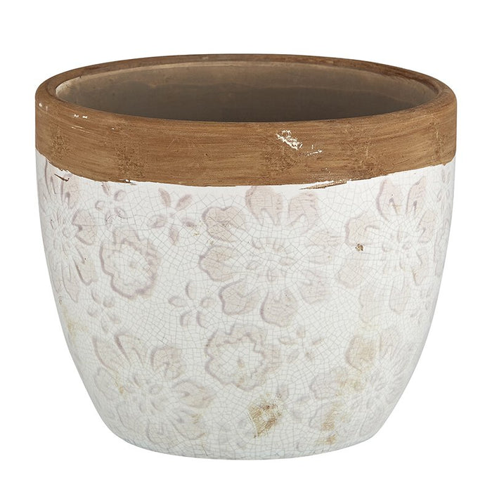 Flower Pot - Cream And Beige