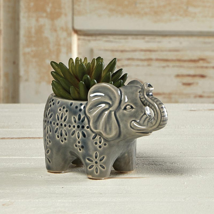 Charming Elephant Planter - Grey