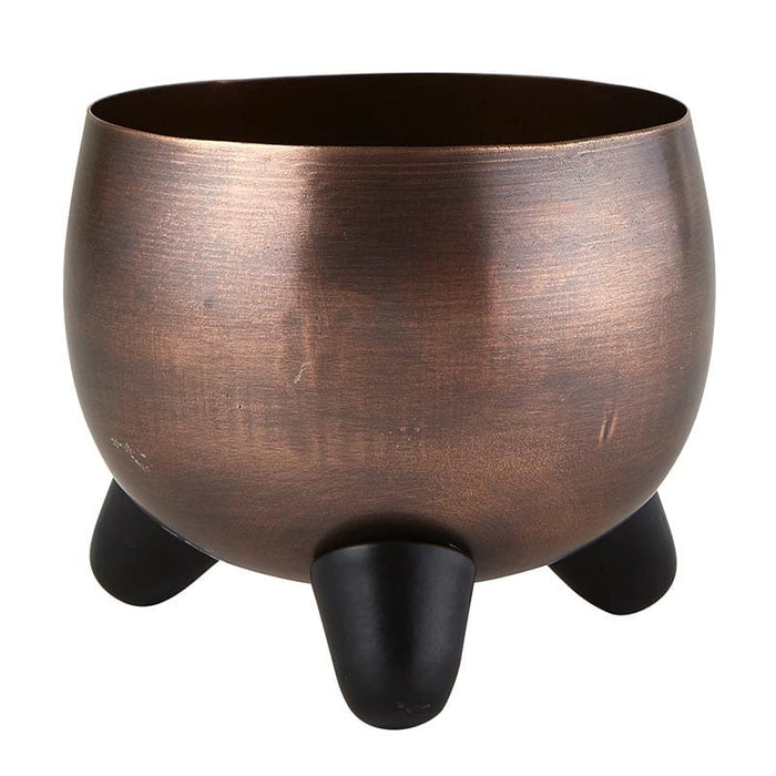 Round Metal Footed Vase - Copper