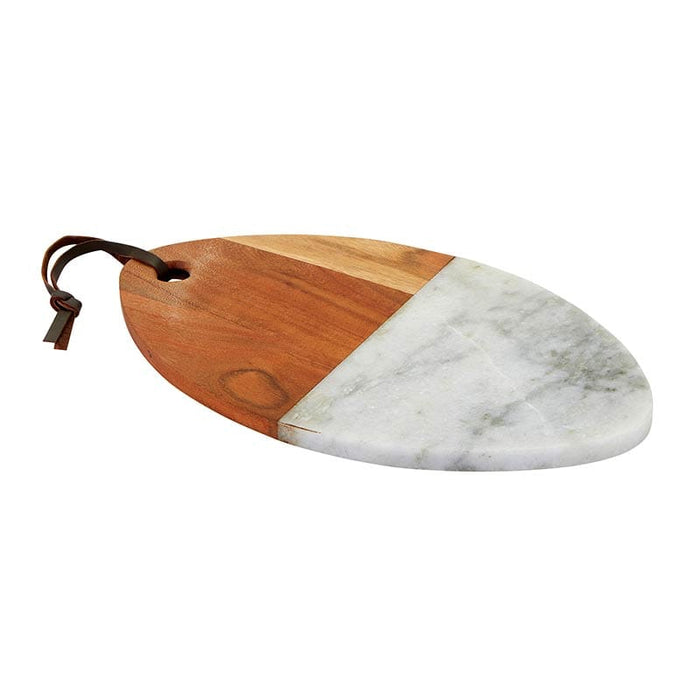 Marble & Wood Serving Tray - Size: Large, Large