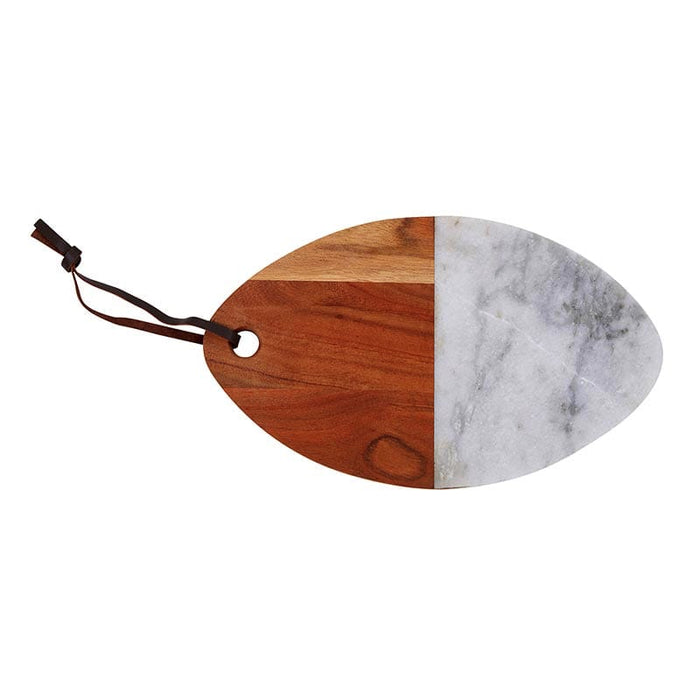 Marble & Wood Serving Tray - Size: Large, Large