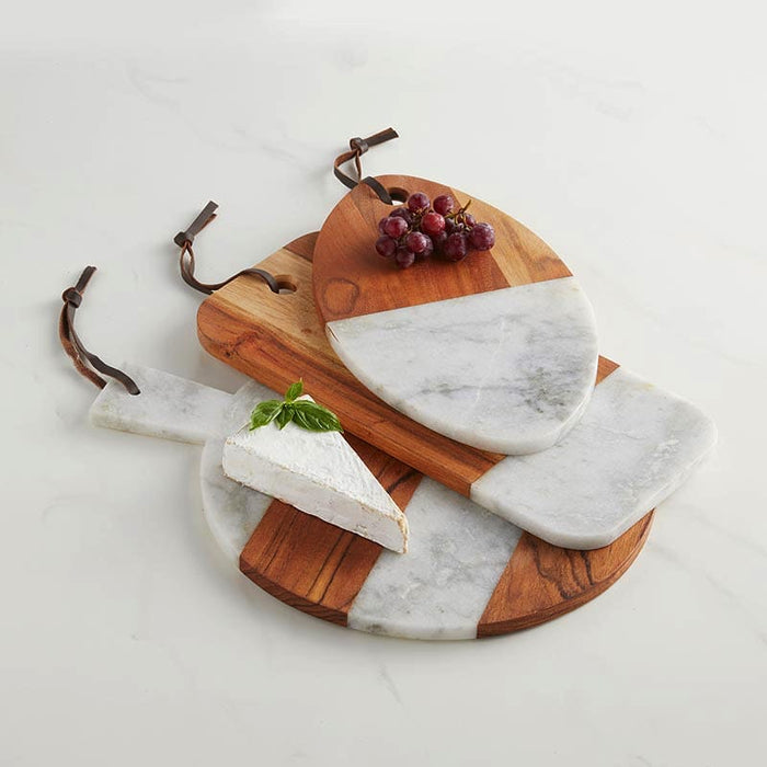 Marble & Wood Serving Tray - Size: Large, Large