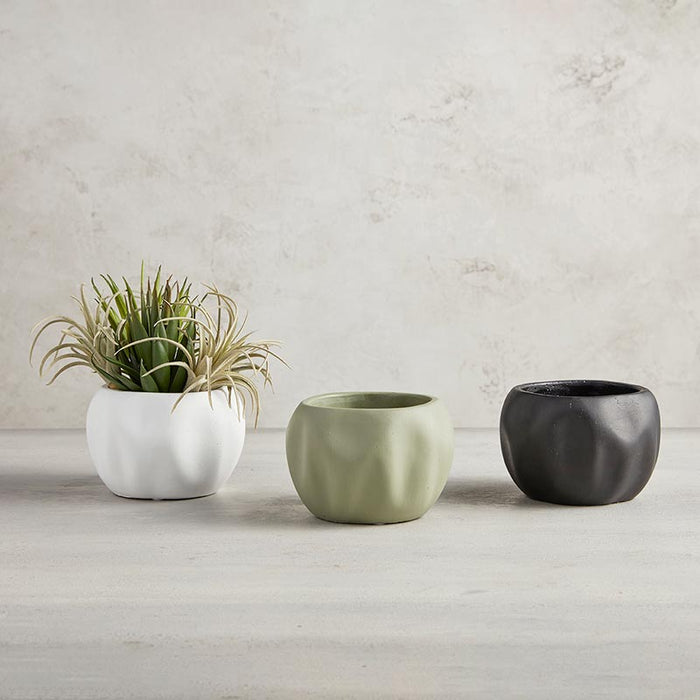 Asymmetrical Cement Planter - Green