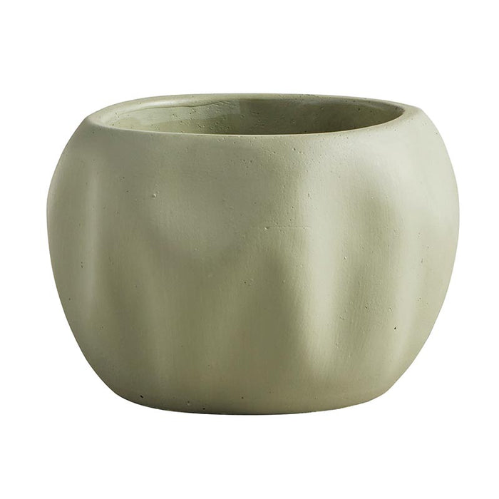 Asymmetrical Cement Planter - Green