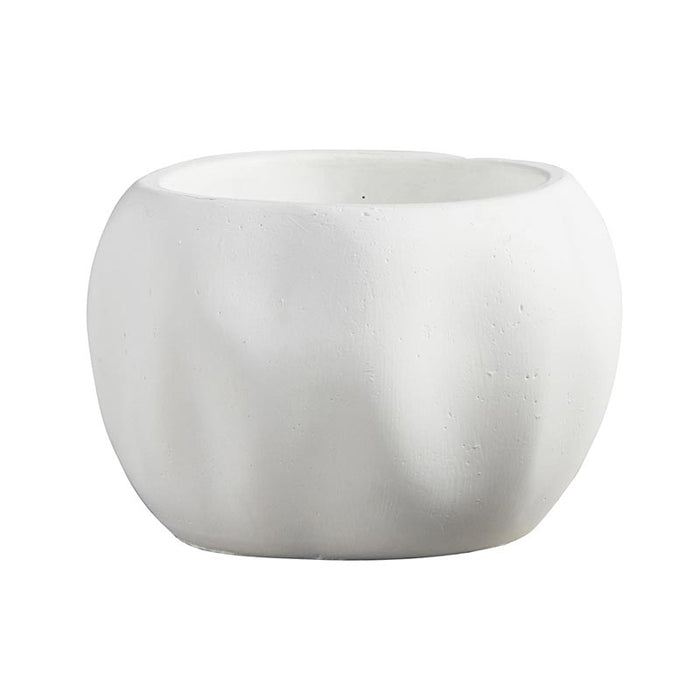 Asymmetrical Cement Planter - White