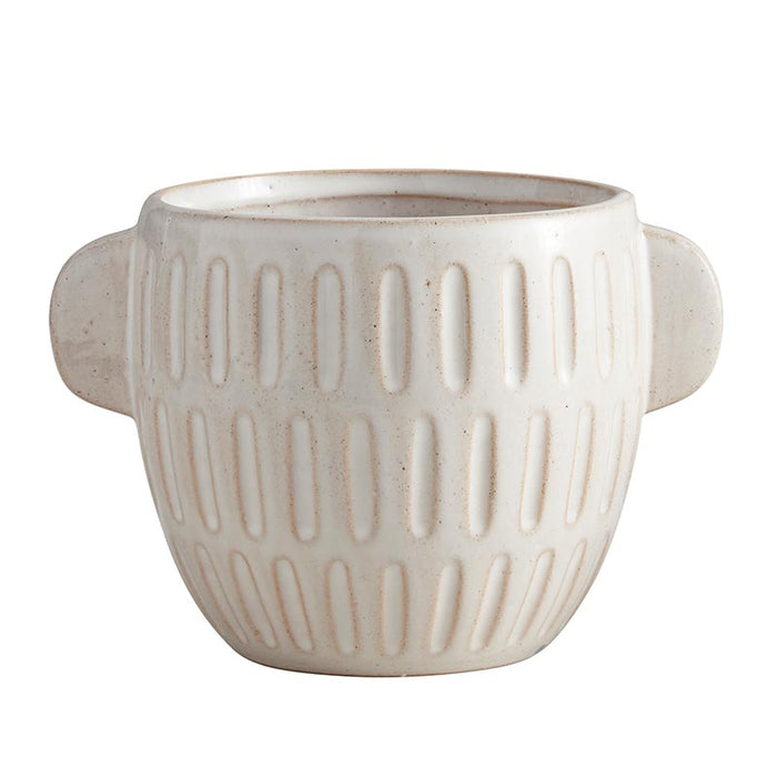 Embossed Stoneware Planter - Size: Large, Large