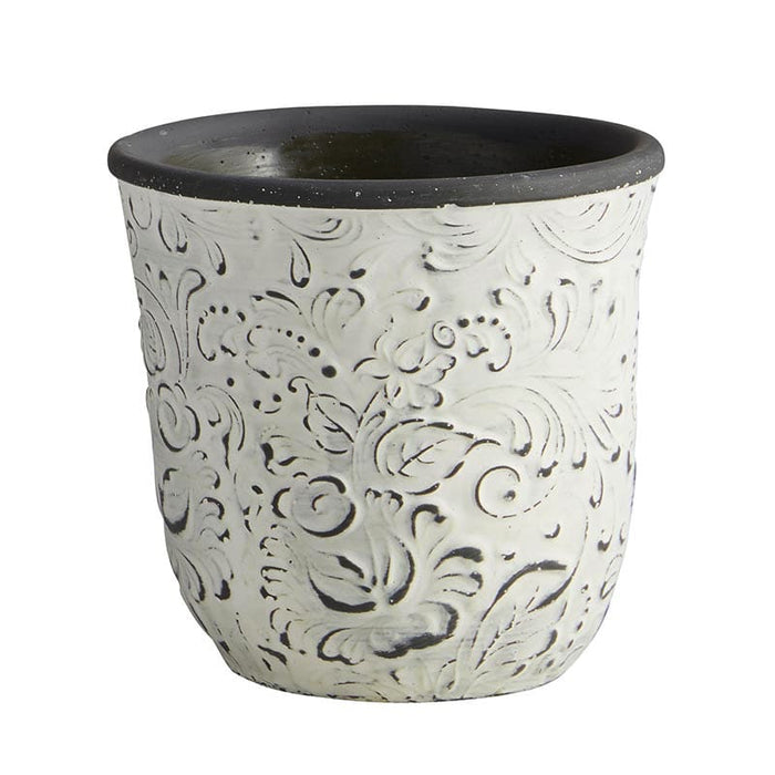 White Carved Pot