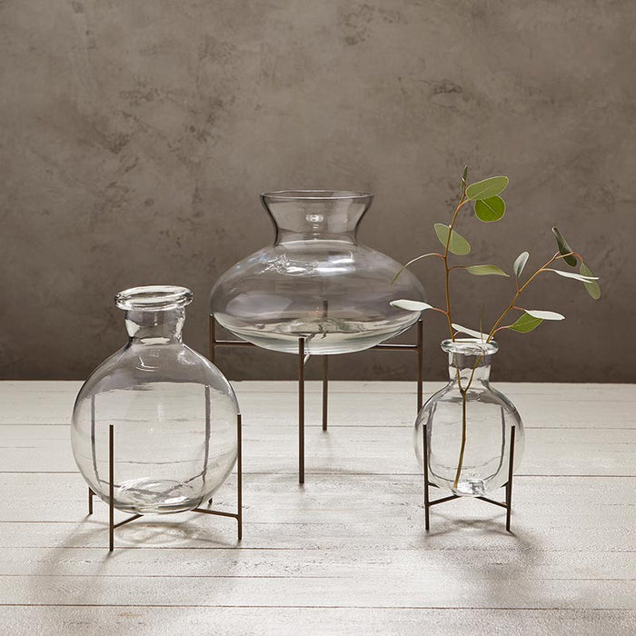 Bud Glass Vase With Holder - Size: Small