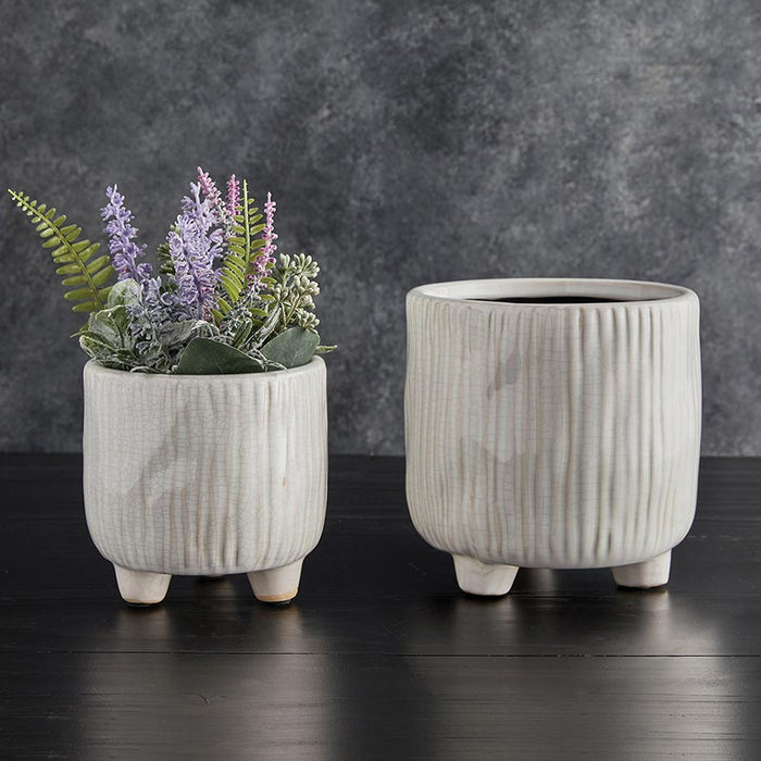 White Ceramic Pot With Feet - Size: Small