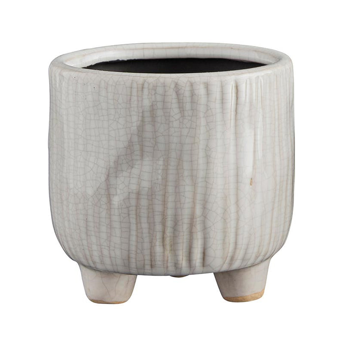 White Ceramic Pot With Feet - Size: Small