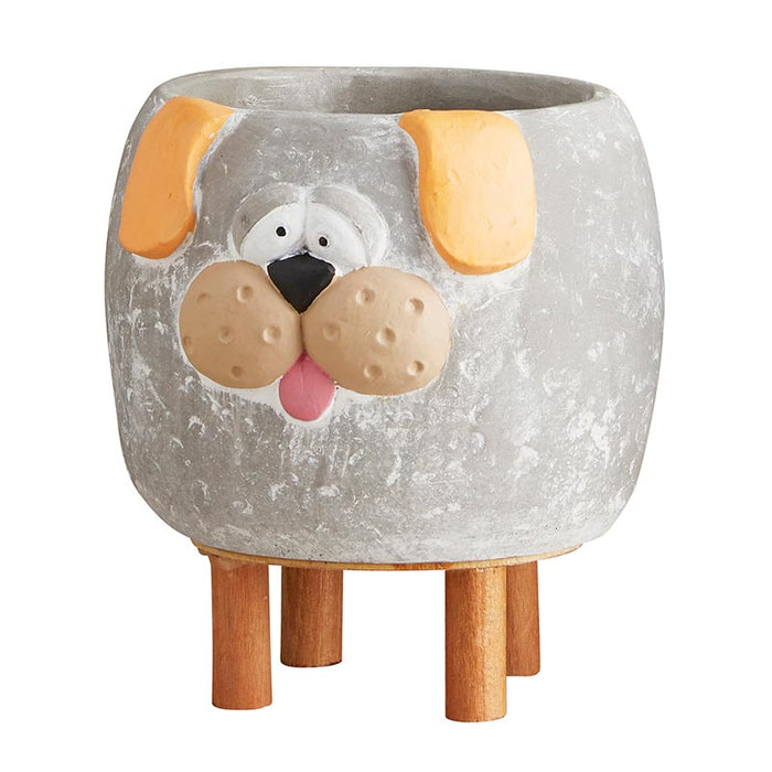 Wooden Leg Planter - Dog