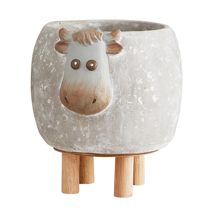 Wooden Leg Planter - Cow