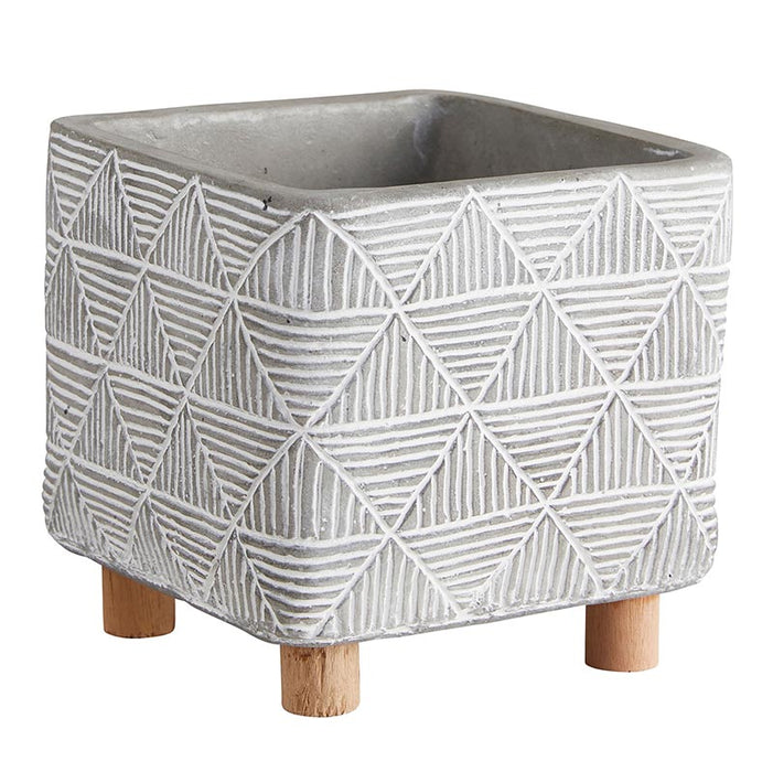 Square Cement Planter With Wood Legs