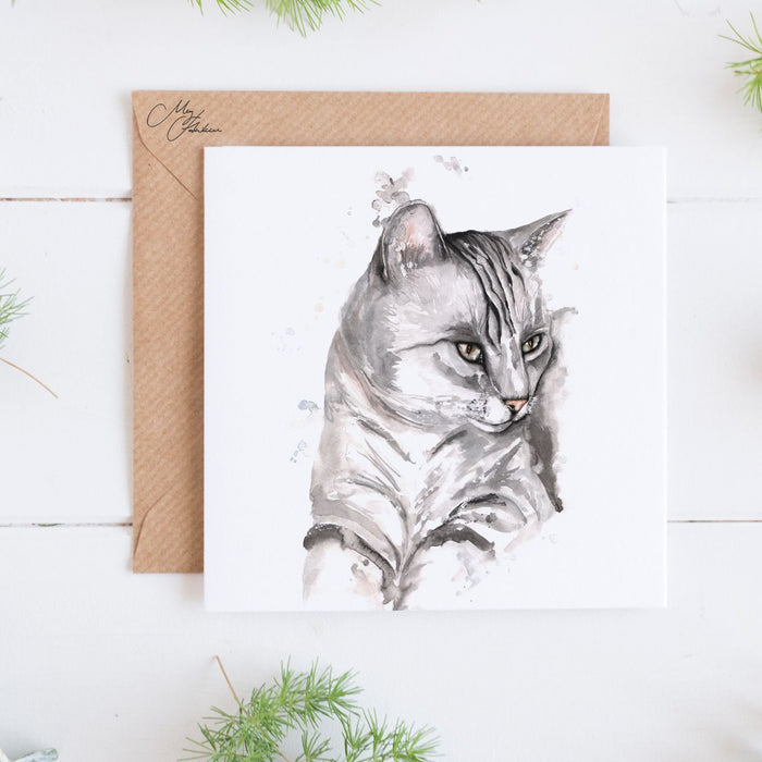 Cat Grey Greeting Card