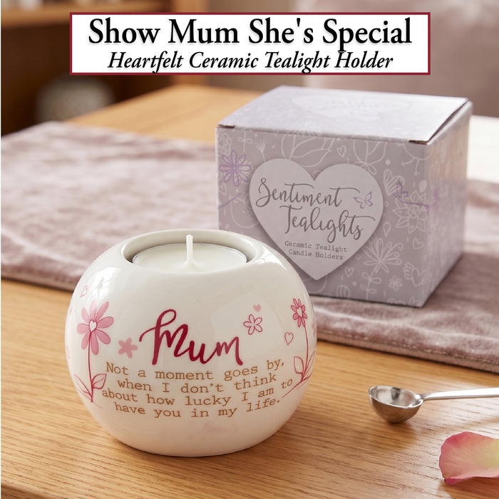 Mum, Ceramic Tealight Holder (Round)