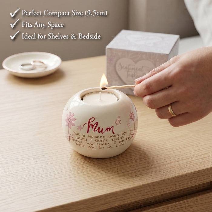 Mum, Ceramic Tealight Holder (Round)