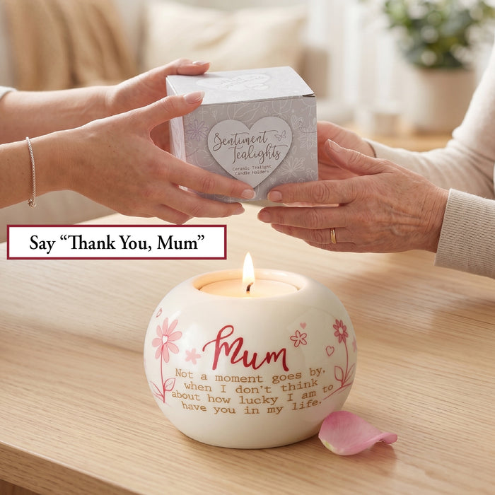 Mum, Ceramic Tealight Holder (Round)