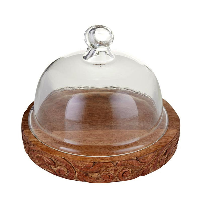 Glass Dome With Carved Base Size: Small