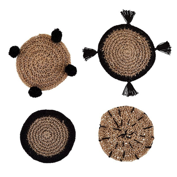 Sea Grass Coasters + Burlap Bag - Set Of 4