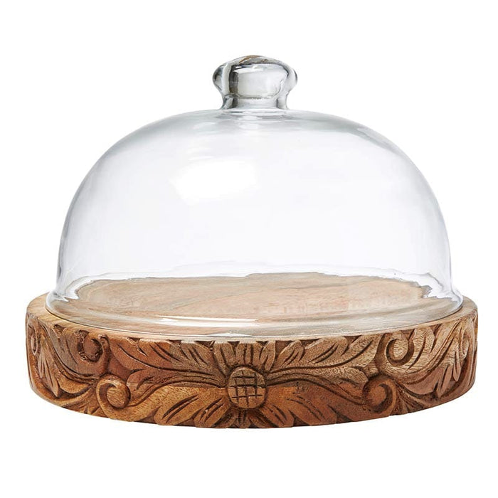 Glass Dome With Carved Base Size: Small