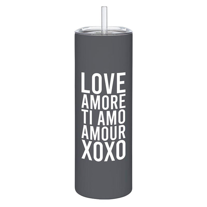 Skinny Tumbler With Straw - Love