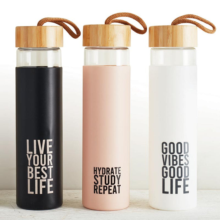 Glass Water Bottle - Good Vibes