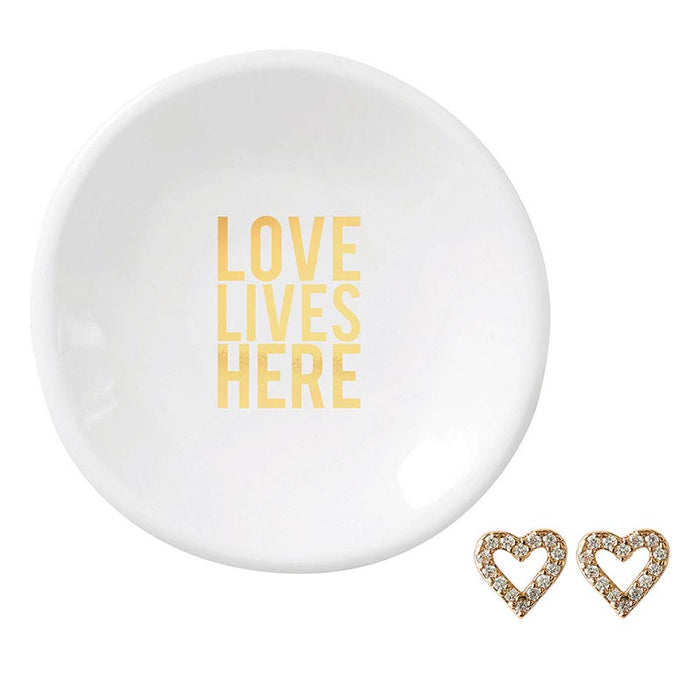 Ceramic Ring Dish & Earrings - Love Lives Here