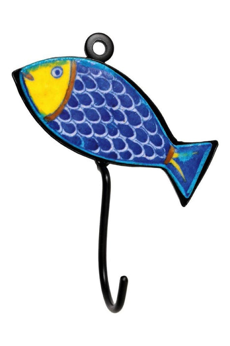 Hook Ceramic Handpainted Blue Fish