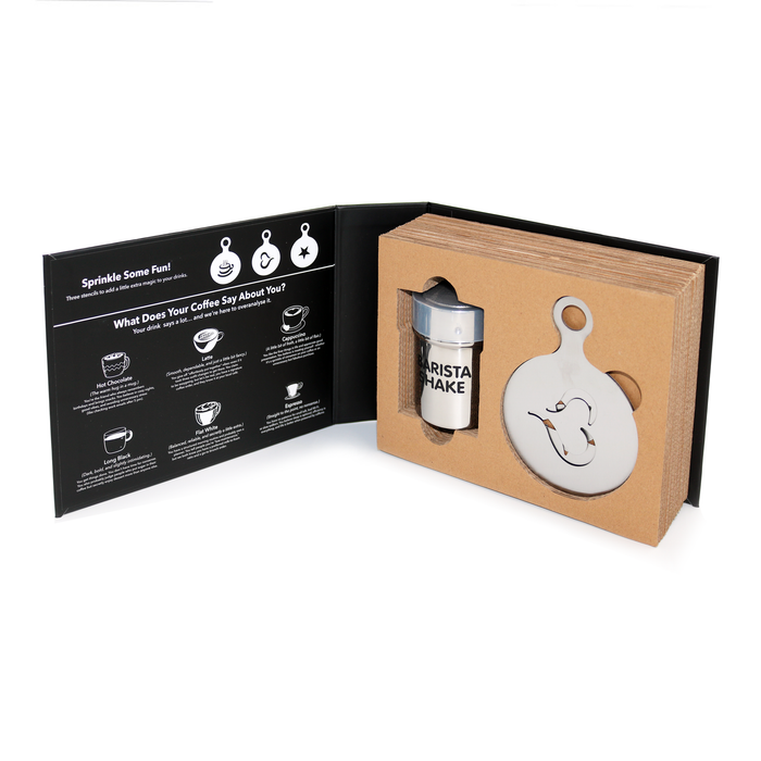 The Master Barista Shaker & Stencils Book Box