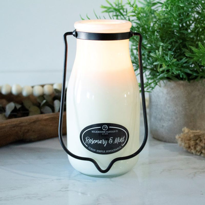 Milkbottle Candle, Large - Rosemary & Mint