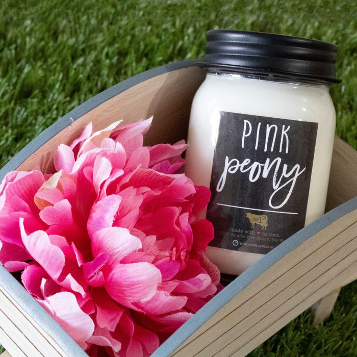 Farmhouse Mason Jar Candle - Pink Peony