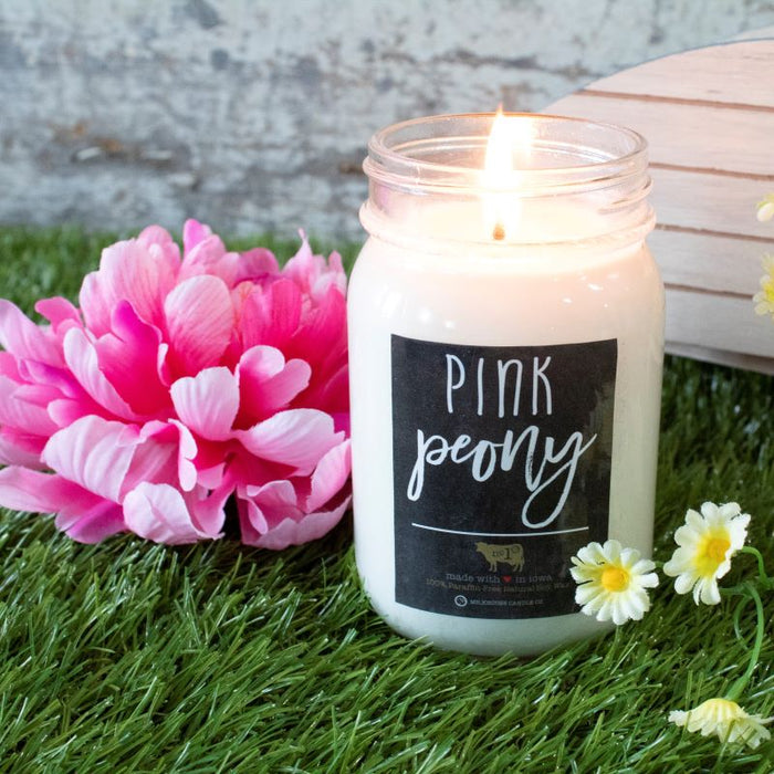 Farmhouse Mason Jar Candle - Pink Peony