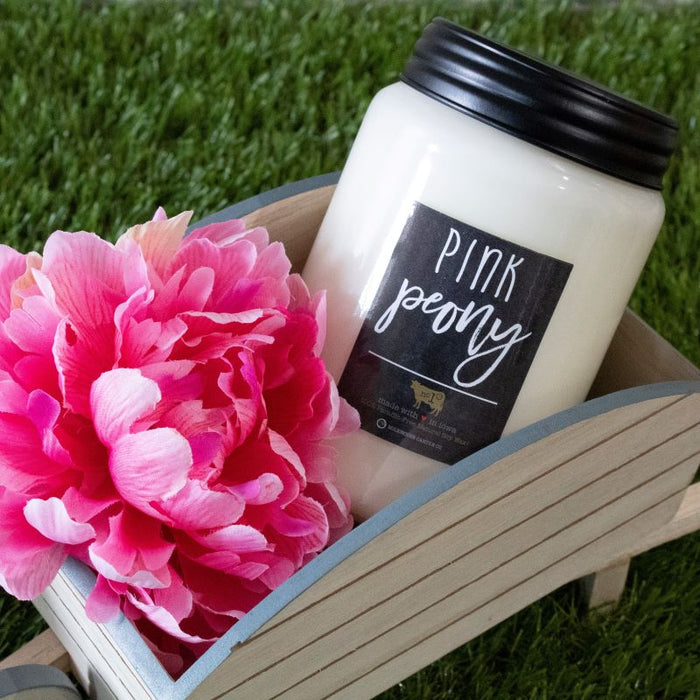 Farmhouse Jar Candle, Large - Pink Peony