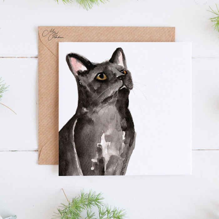 Cat Black Greeting Card