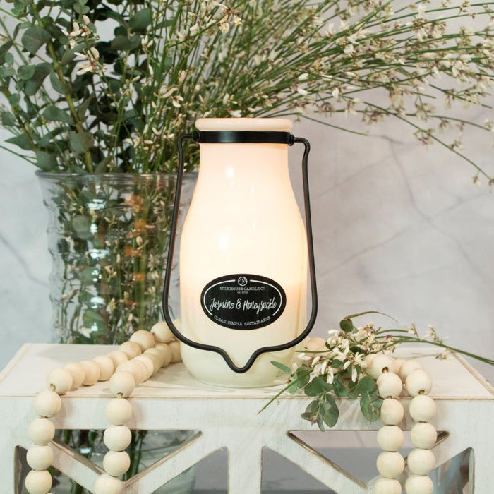 Milkbottle Candle, Large - Jasmine & Honeysuckle