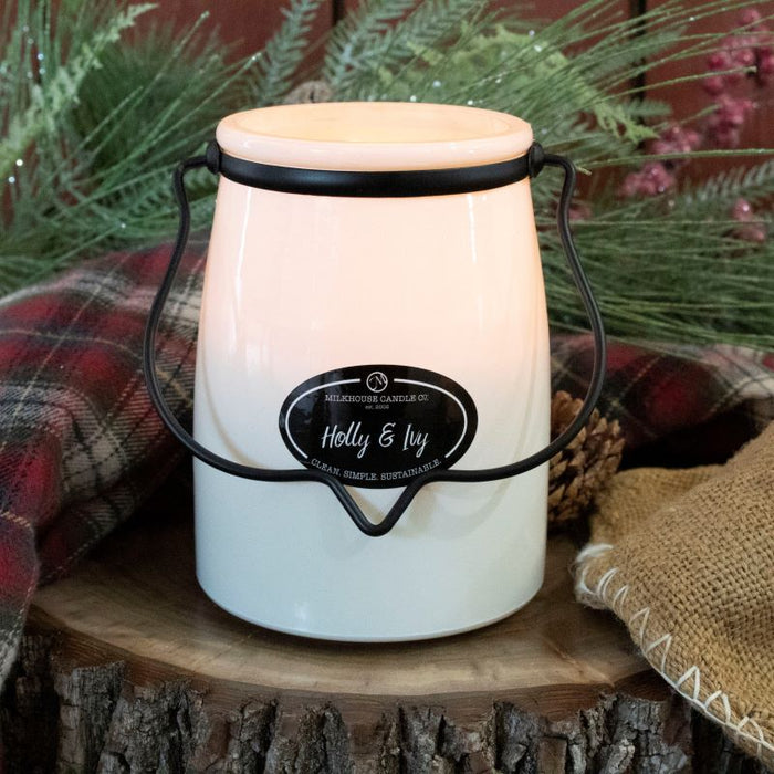 Butter Jar Candle, Large - Holly & Ivy