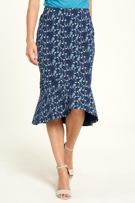 Skirt Midi Str/Jersey Herbs